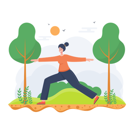 Woman doing exercise in the park Illustration