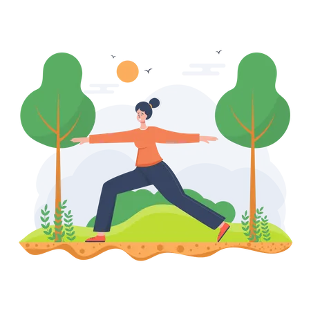 Woman doing exercise in the park  Illustration