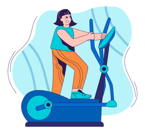 Woman doing exercise on elliptical machine Illustration