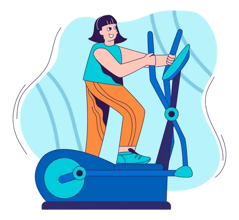 Woman doing exercise on elliptical machine  Illustration