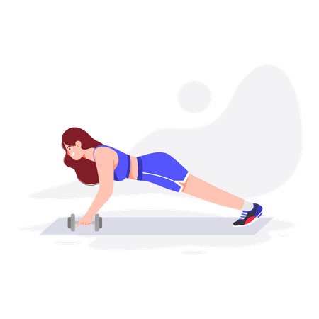 Woman doing exercise using dumbbells Illustration