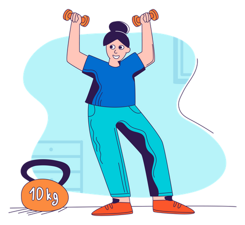 Woman Doing Exercise with dumbbell Illustration
