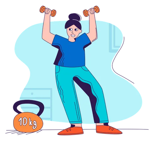 Woman Doing Exercise with dumbbell  Illustration