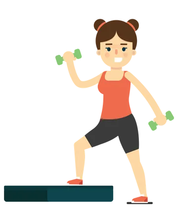 Woman Doing Exercise With Dumbbell  Illustration
