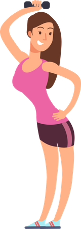 Woman doing exercise with dumbbell  Illustration