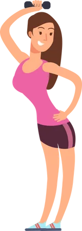 Woman doing exercise with dumbbell  Illustration