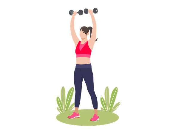 Woman doing exercise with dumbbell  Illustration