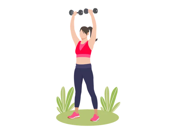 Woman doing exercise with dumbbell  Illustration