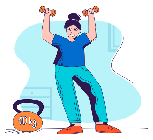 Woman Doing Exercise with dumbbell  Illustration