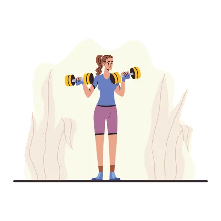 Woman doing exercise with dumbbell  Illustration