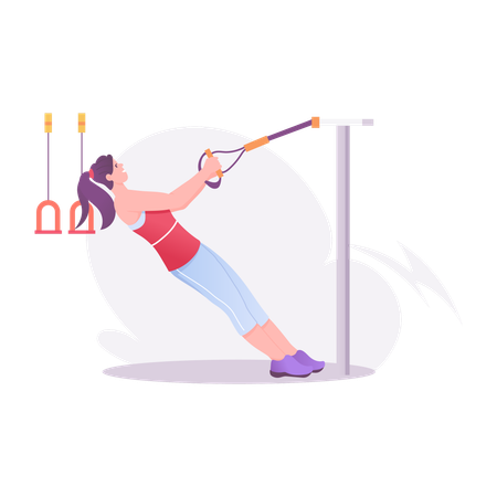 Woman doing exercise with fitness straps  Illustration