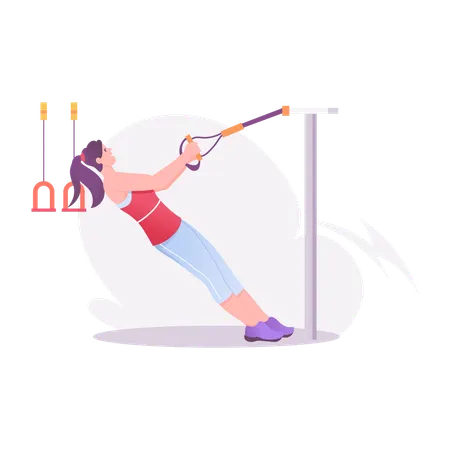 Woman doing exercise with fitness straps  Illustration