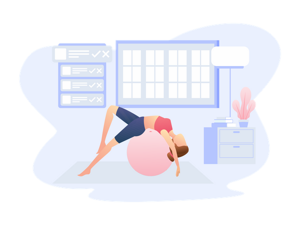 Woman doing exercise with gym ball  Illustration