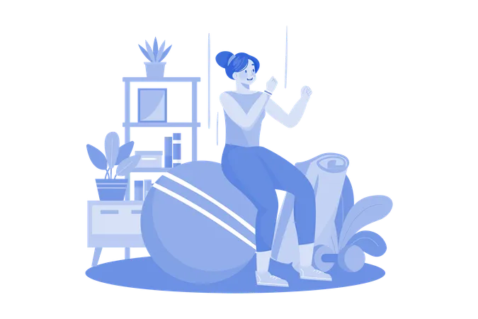 Woman Doing exercise with gym equipment  Illustration