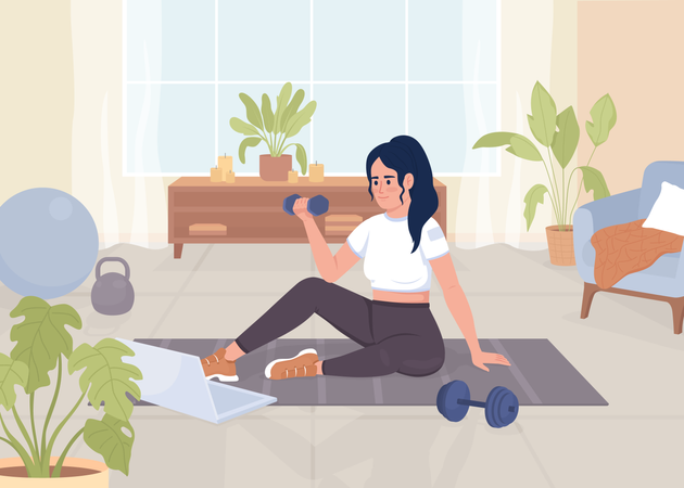 Woman doing exercises for arms  Illustration