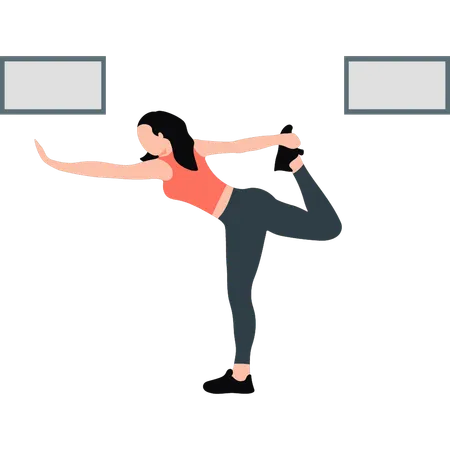 The Girl Is Exercising At Home Illustration