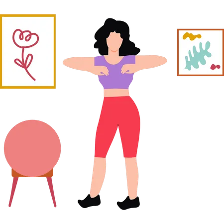 The Girl Is Exercising With Her Hands Illustration