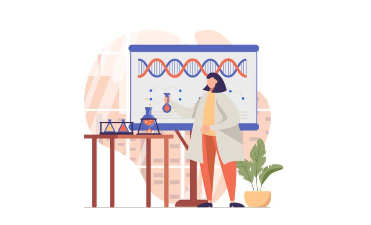 Woman doing experiment in laboratory  Illustration