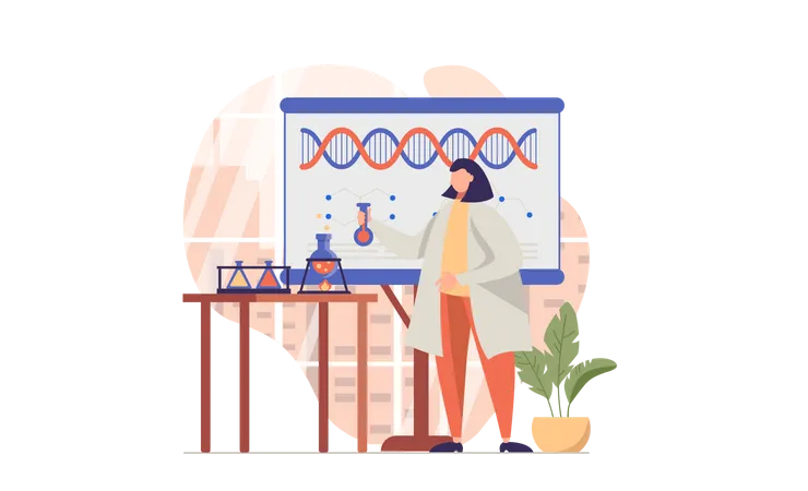 Woman doing experiment in laboratory  Illustration