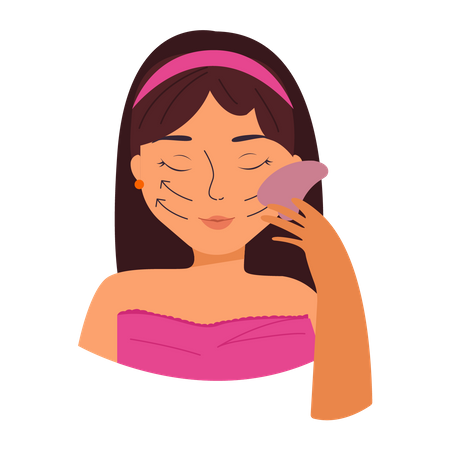 Woman doing face massaging  Illustration
