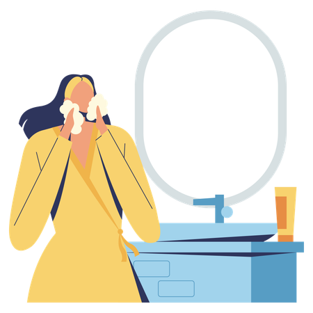 Woman doing Face wash  Illustration