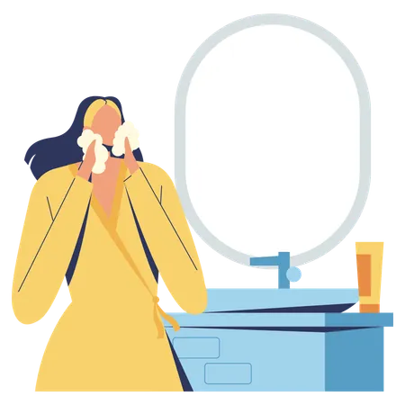 Woman doing Face wash  Illustration