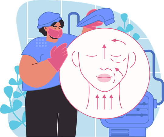 Woman doing facial massage  Illustration