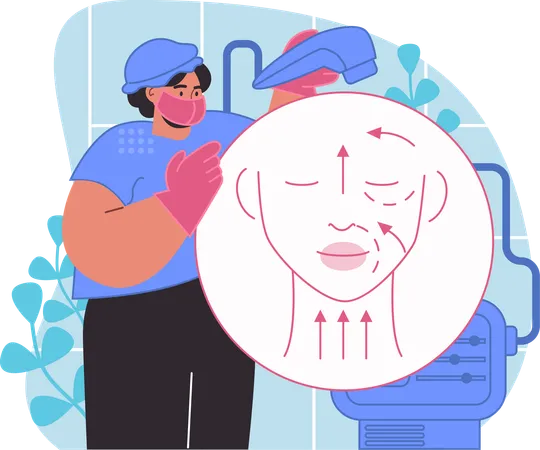 Woman doing facial massage  イラスト
