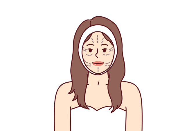 Woman doing facial treatment  イラスト