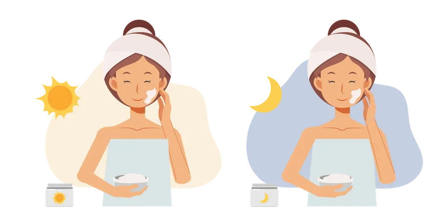 Woman doing facial treatment  Illustration