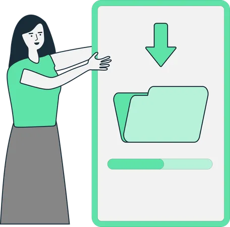 Woman doing file download  Illustration