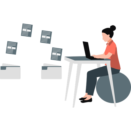 Woman doing file management  Illustration