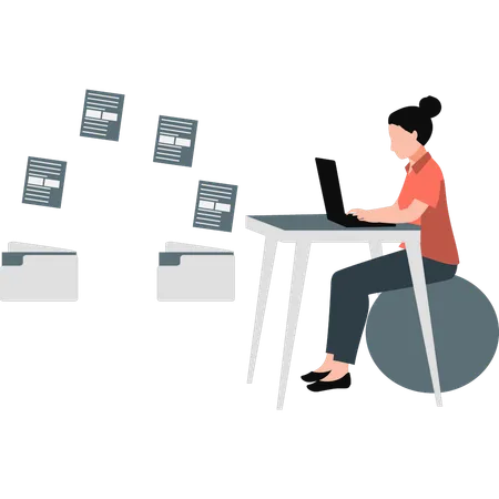 Woman doing file management  Illustration