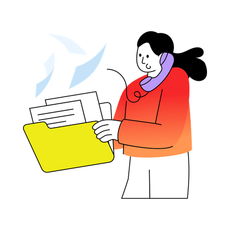 Woman doing Files Handling  Illustration