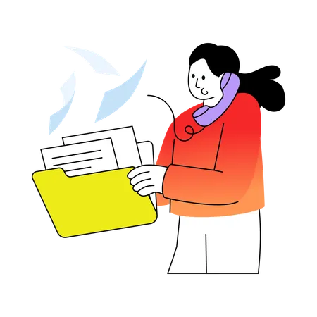 Woman doing Files Handling  Illustration