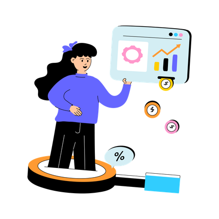 Woman doing finance Analysis  Illustration