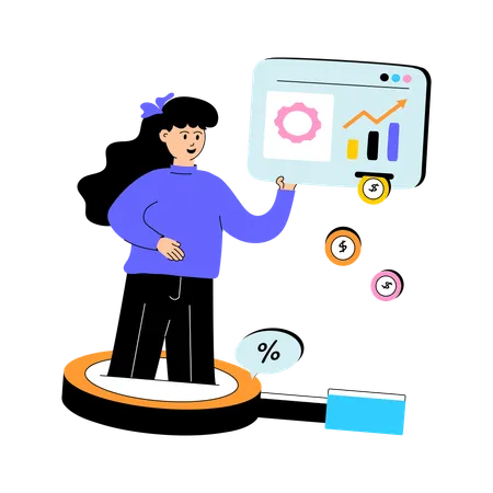 Woman doing finance Analysis  Illustration