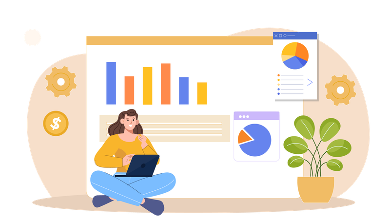 Woman doing finance analysis  Illustration