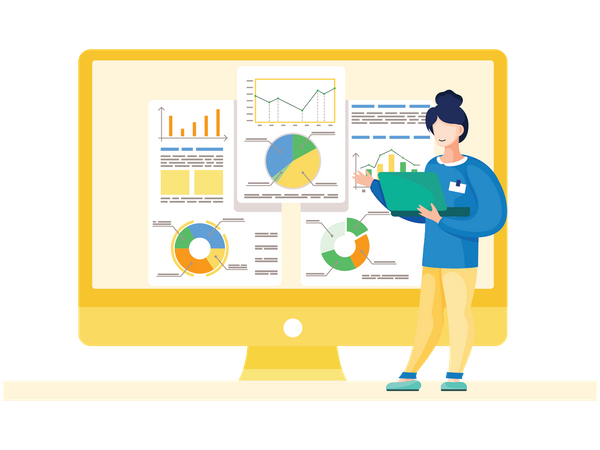 Woman doing finance analysis  Illustration