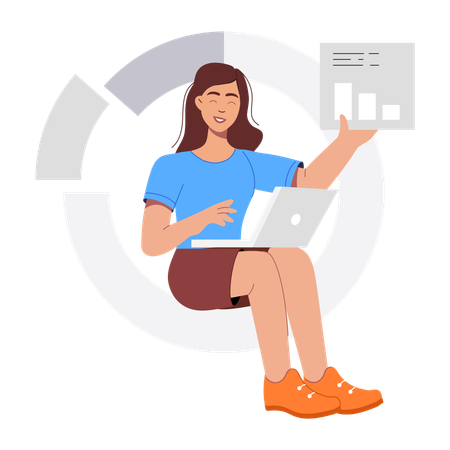 Woman Doing finance analytics  Illustration