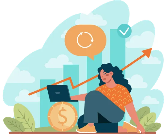 Woman doing finance growth analysis  Illustration