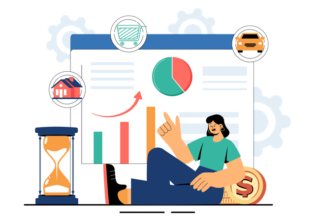 Woman Doing Finance Management  Illustration