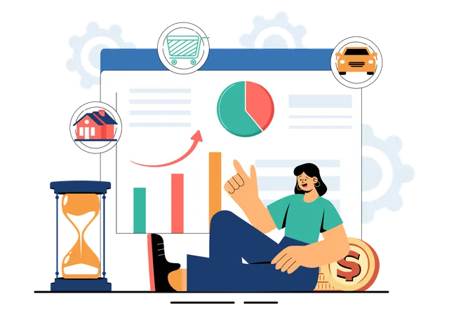 Woman Doing Finance Management  Illustration