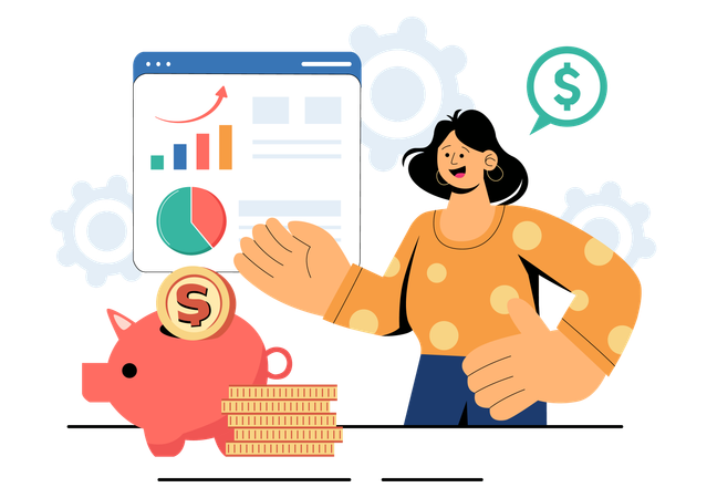 Woman Doing Finance Management  Illustration