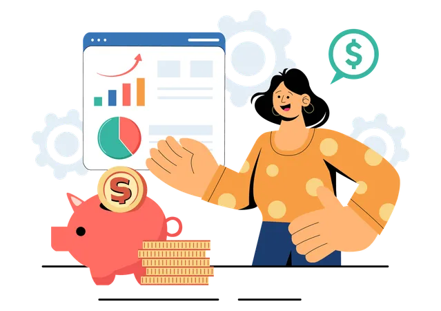 Woman Doing Finance Management  Illustration