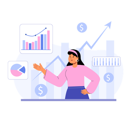 Woman doing financial analysis  Illustration