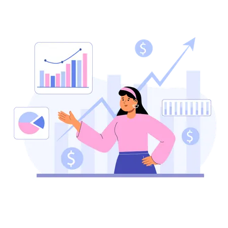 Woman doing financial analysis  Illustration