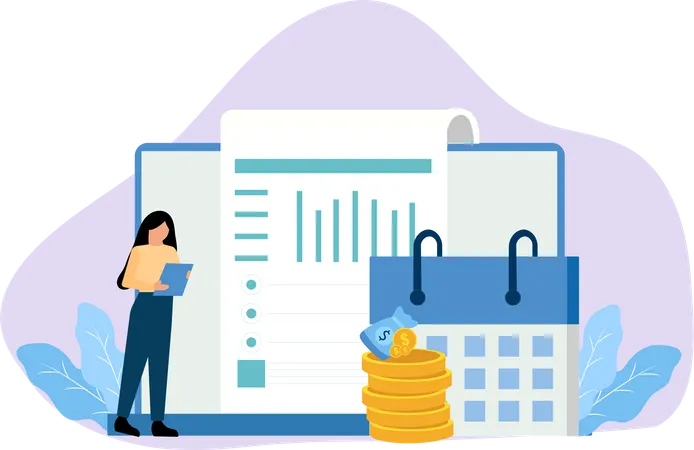 Woman doing financial analysis  Illustration