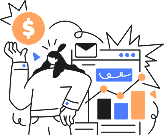 Woman doing financial analysis  Illustration