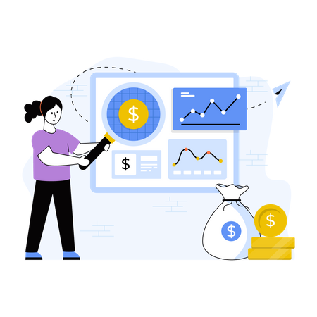 Woman doing financial analysis  Illustration